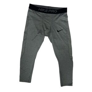 Nike Pro Dri Fit Silver Compression Athletic Pant Leggings Men's XL